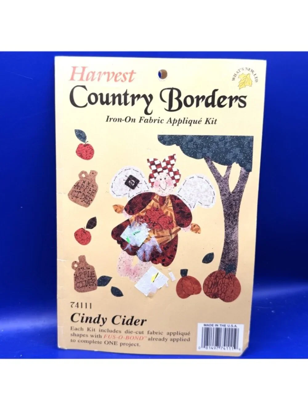 2 Vintage Iron On Fabric Applique Kit Apple Basket Cindy Cider Country Patchwork